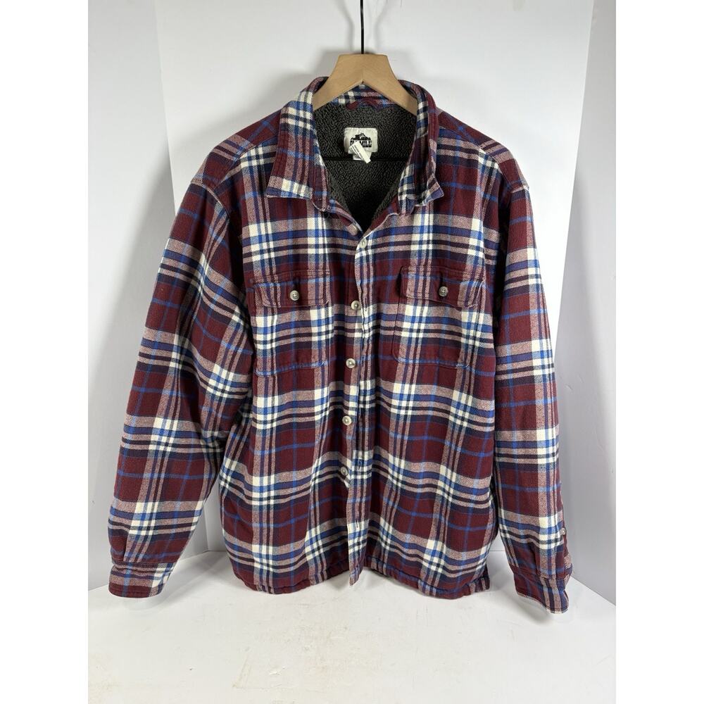 Old Mill Jacket Mens XXL Red, Blue & White Flannel Button Up Lined Outdoor Wear